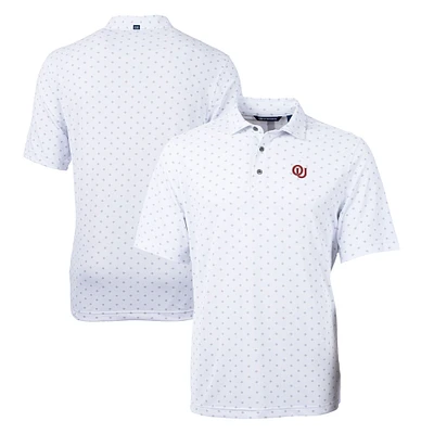 Men's Cutter & Buck White Oklahoma Sooners Big & Tall Virtue Eco Pique Tile Print Recycled DryTec Polo
