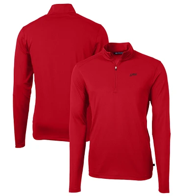 Men's Cutter & Buck Red SMU Mustangs Big Tall Virtue Eco Pique Recycled Quarter-Zip DryTec Top