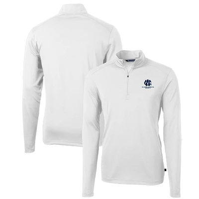 Men's Cutter & Buck White George Washington University Big Tall Virtue Eco Pique Recycled Quarter-Zip DryTec Top