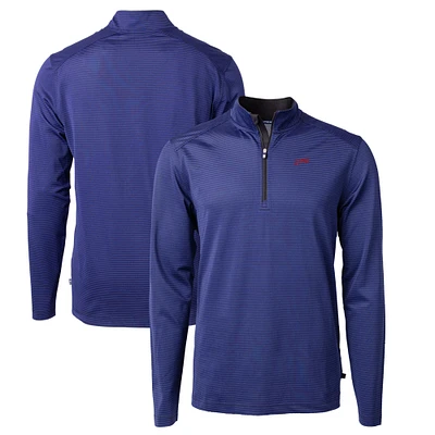 Men's Cutter & Buck Royal SMU Mustangs Big Tall Virtue Eco Pique Micro Stripe Recycled Quarter-Zip DryTec Top