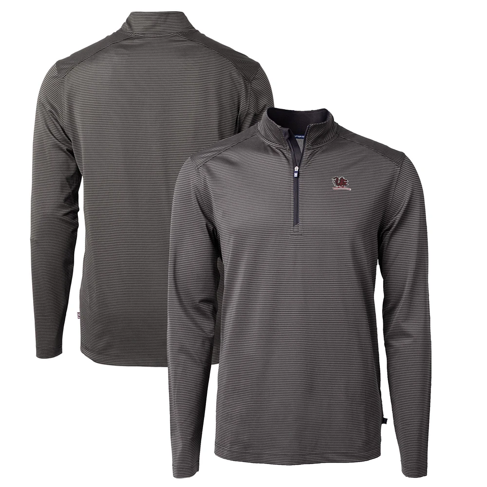 Men's Cutter & Buck Black South Carolina Gamecocks Big Tall Virtue Eco Pique Micro Stripe Recycled Quarter-Zip DryTec Top