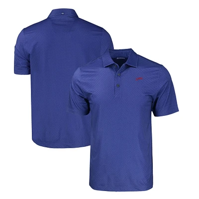 Men's Cutter & Buck Royal SMU Mustangs Big Tall Pike Eco Tonal Geo Print Stretch Recycled Polo