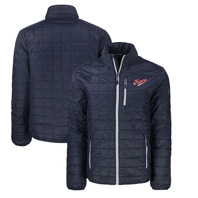 Men's Cutter & Buck Navy Dayton Flyers Big Tall Rainier PrimaLoft Eco Insulated Full-Zip Puffer Jacket