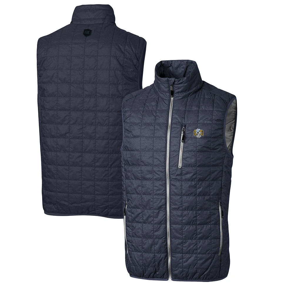 Men's Cutter & Buck Charcoal North Carolina Tar Heels Rainier PrimaLoft Big Tall Eco Insulated Full-Zip Puffer Vest