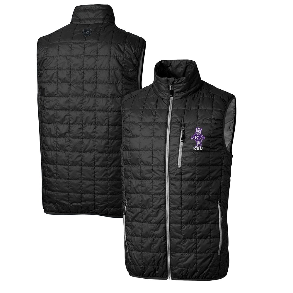 Men's Cutter & Buck Black Kansas State Wildcats Rainier PrimaLoft Big & Tall Eco Insulated Full-Zip Puffer Vest