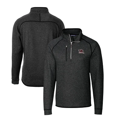 Men's Cutter & Buck Heather Charcoal South Carolina Gamecocks Big Tall Mainsail Sweater-Knit Half-Zip Jacket