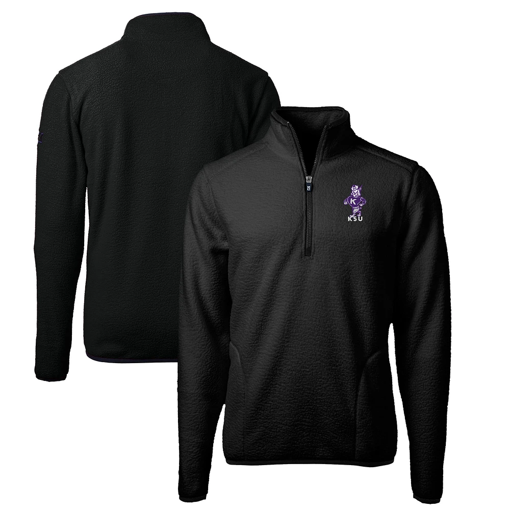 Men's Cutter & Buck Black Kansas State Wildcats Big Tall Cascade Eco Sherpa Fleece Quarter-Zip Jacket