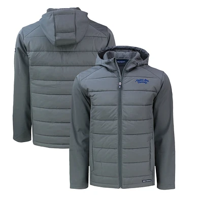 Men's Cutter & Buck Gray Montana State Bobcats Big Tall Evoke Hybrid Eco Softshell Recycled Full-Zip Hooded PrimaLoft Jacket