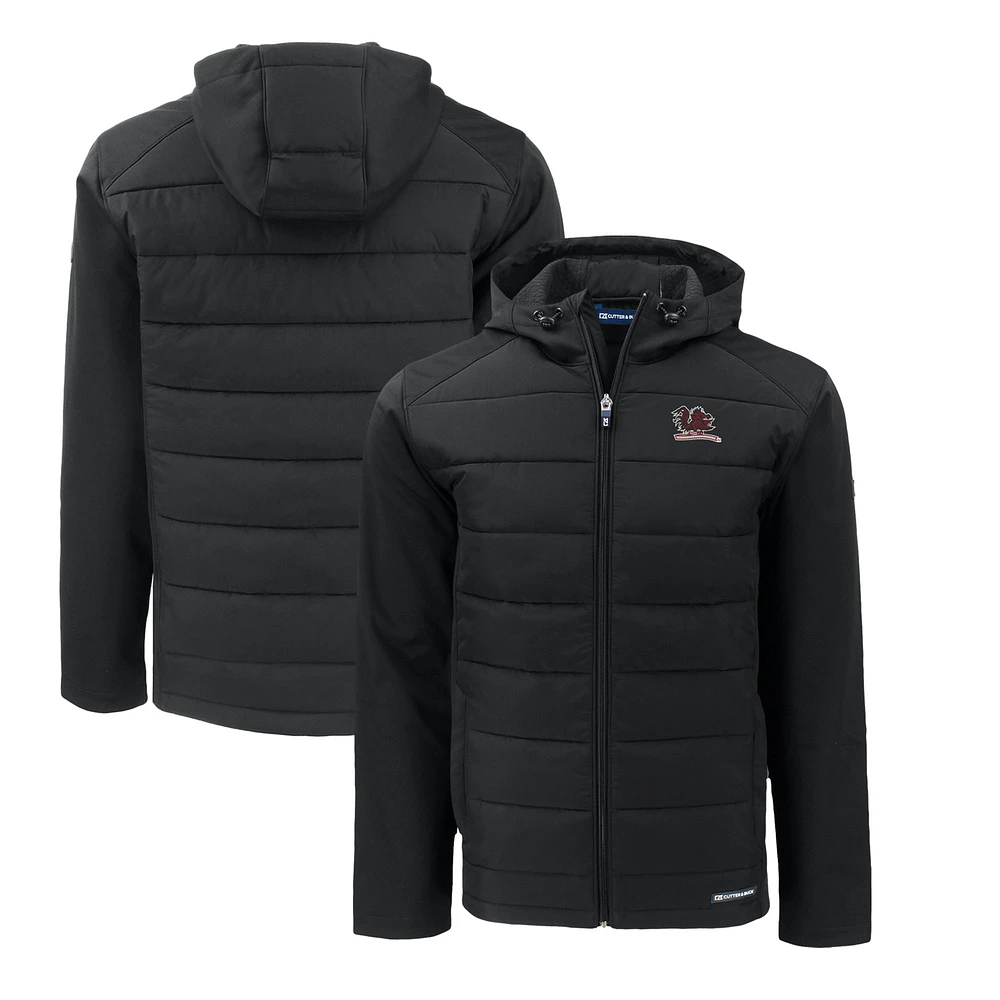 Men's Cutter & Buck Black South Carolina Gamecocks Big Tall Evoke Hybrid Eco Softshell Recycled Full-Zip Hooded PrimaLoft Jacket