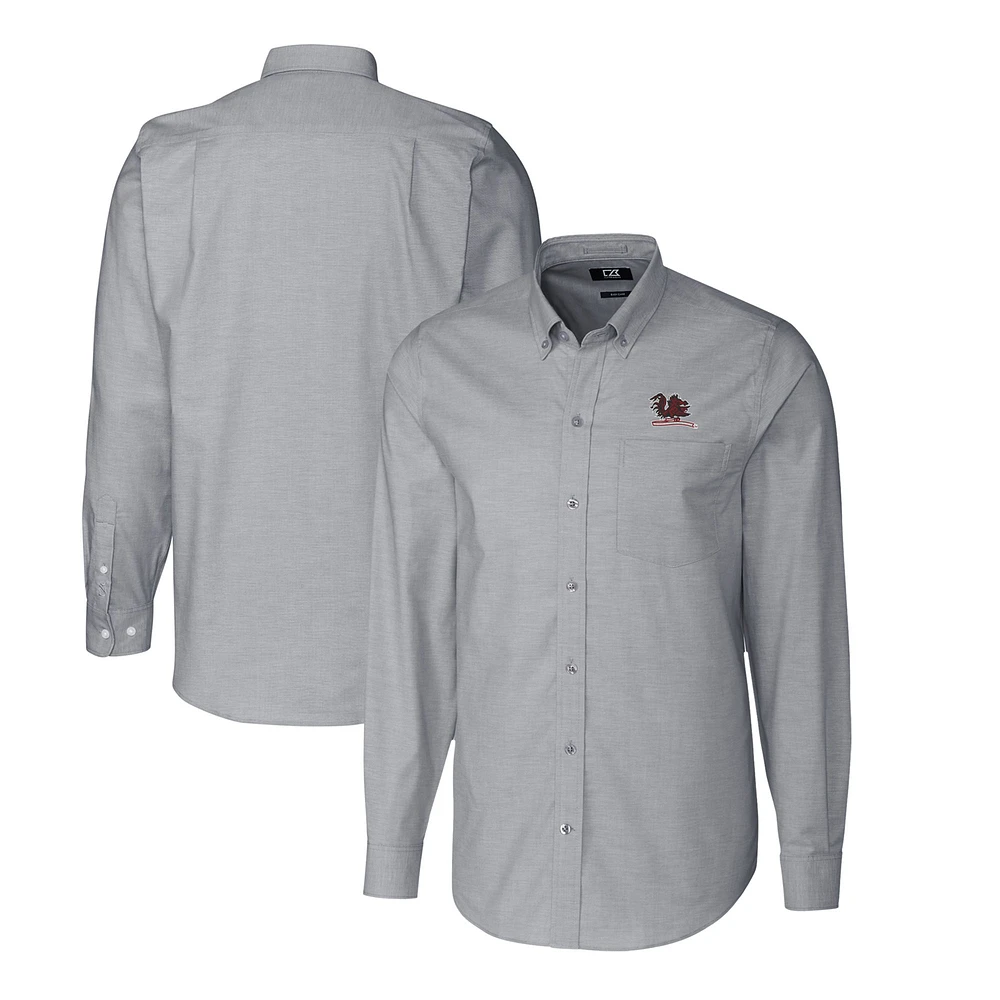 Men's Cutter & Buck Charcoal South Carolina Gamecocks Stretch Oxford Big Tall Long Sleeve Dress Shirt