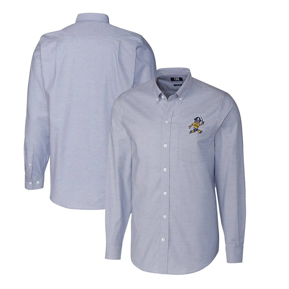 Men's Cutter & Buck Navy ETSU Buccaneers Stretch Oxford Big Tall Long Sleeve Dress Shirt