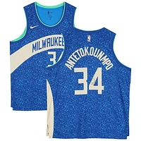 Giannis Antetokounmpo Milwaukee Bucks Autographed Royal Nike 2023-24 City Edition Swingman Jersey