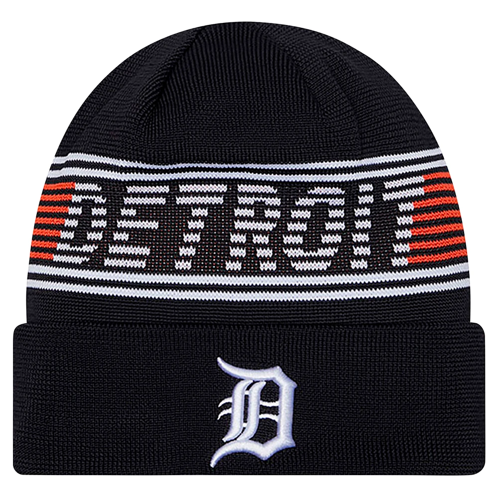 Men's New Era Navy Detroit Tigers Authentic Collection Cuffed Knit Hat