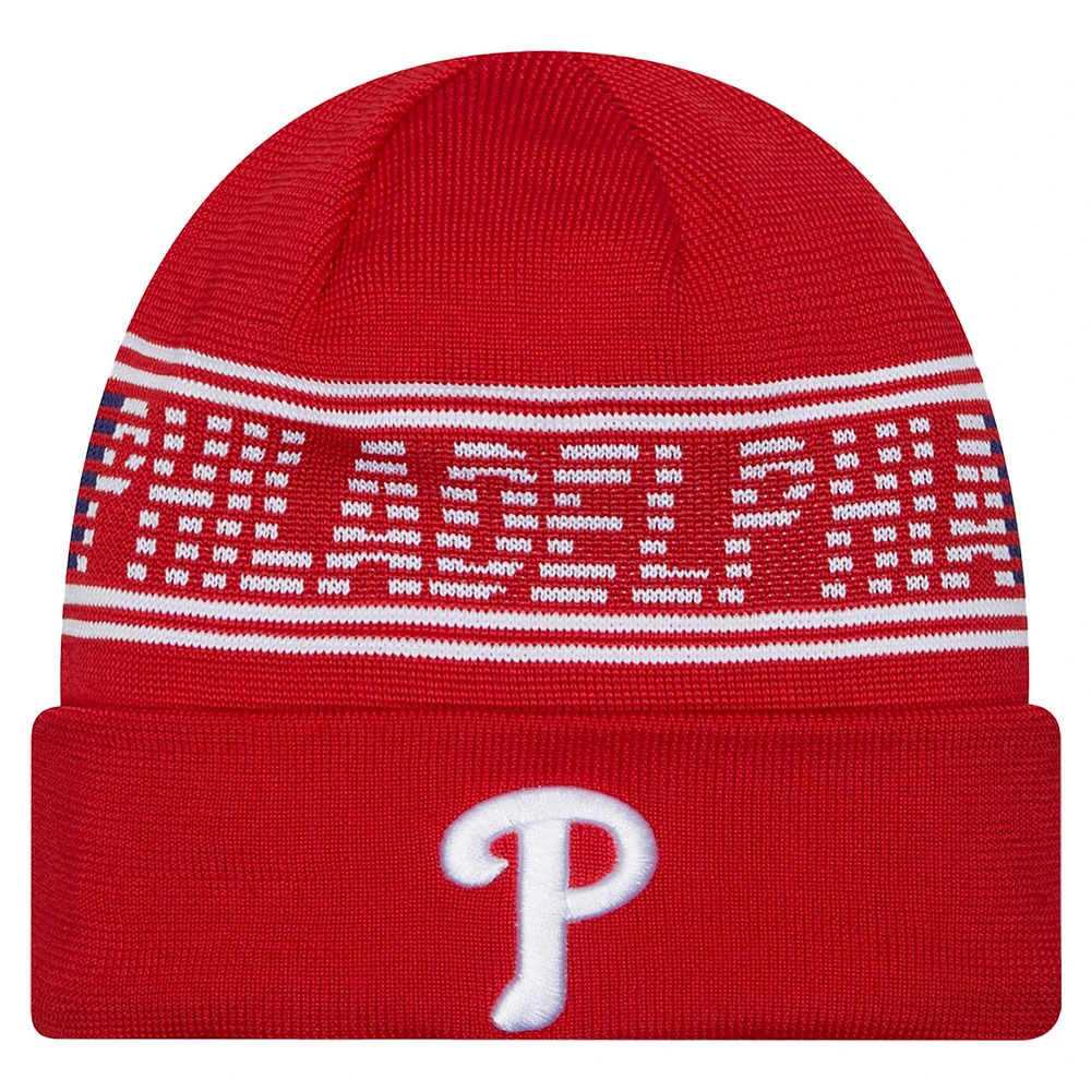 Men's New Era Red Philadelphia Phillies Authentic Collection Cuffed Knit Hat