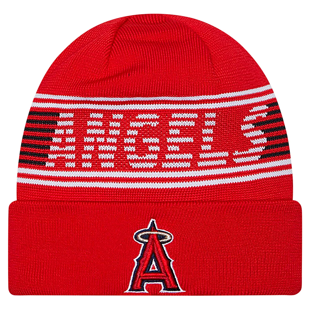 Men's New Era Red Los Angeles Angels Authentic Collection Cuffed Knit Hat