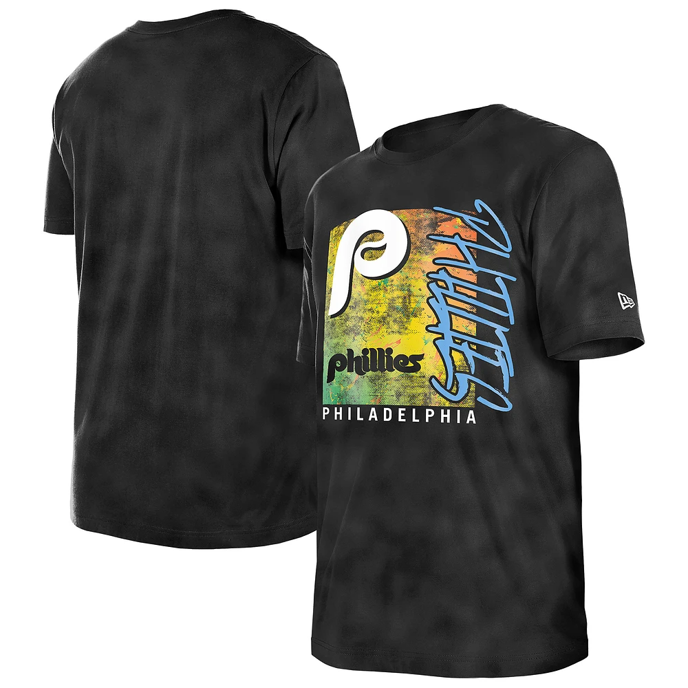 Women's New Era Black Philadelphia Phillies Sport Classics Enzyme Wash Oversized T-Shirt