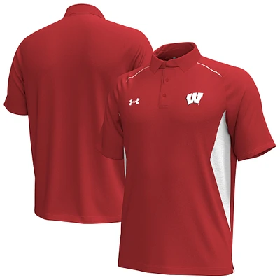 Men's Under Armour Red Wisconsin Badgers Title Performance Polo