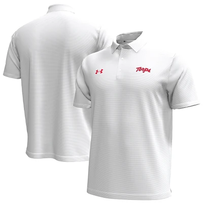 Men's Under Armour White Maryland Terrapins Playoff Chest Stripe Performance Polo