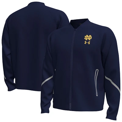 Men's Under Armour Navy Notre Dame Fighting Irish Unstoppable Full-Zip Bomber Jacket