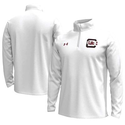 Men's Under Armour White South Carolina Gamecocks Throwback Quarter-Zip Pullover Top