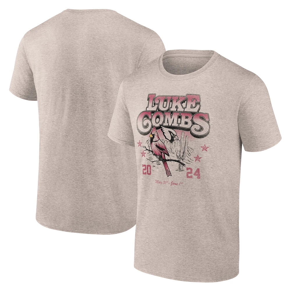 Men's Fanatics Tan Luke Combs x Arizona Cardinals Growin' Up and Gettin' Old Tour T-Shirt