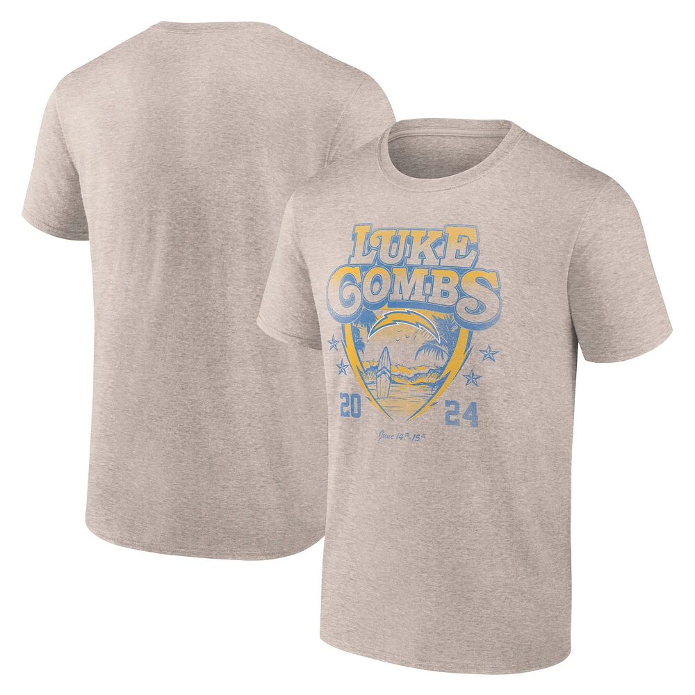 Men's Fanatics Tan Luke Combs x Los Angeles Chargers Growin' Up and Gettin' Old Tour T-Shirt