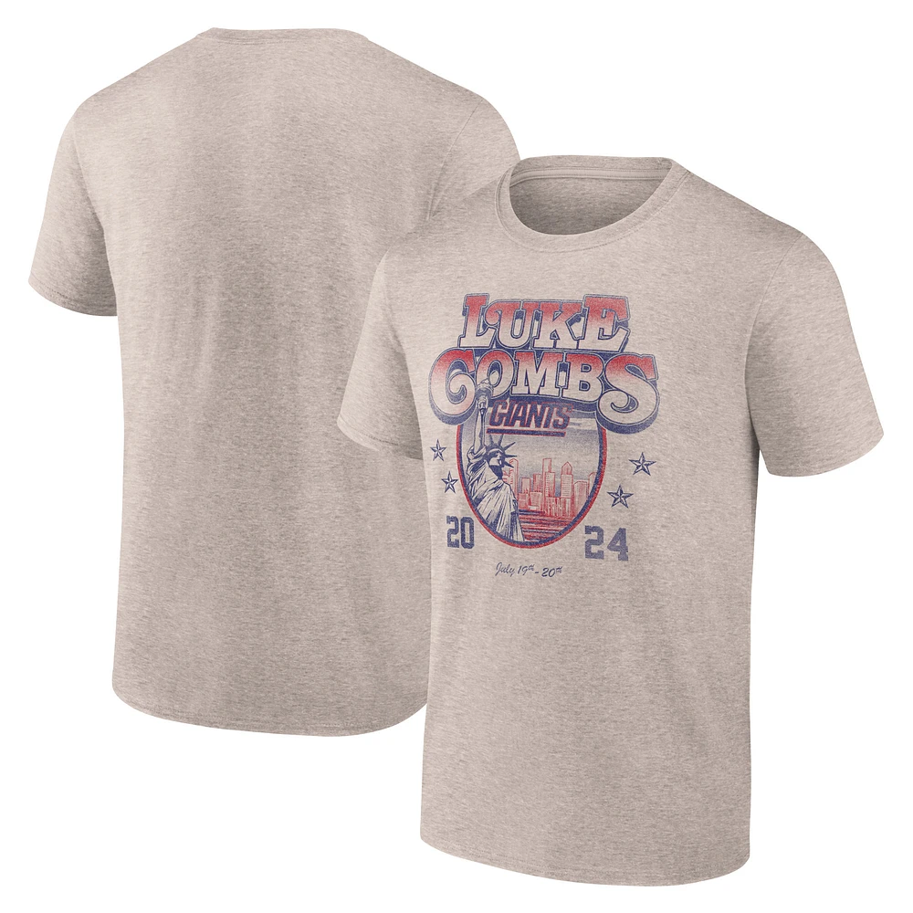 Men's Fanatics Tan Luke Combs x New York Giants Growin' Up and Gettin' Old Tour T-Shirt