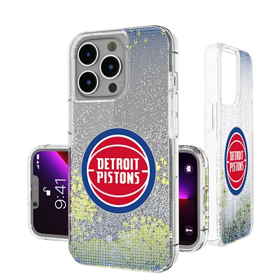 Detroit Pistons Linen Logo iPhone Glitter Case