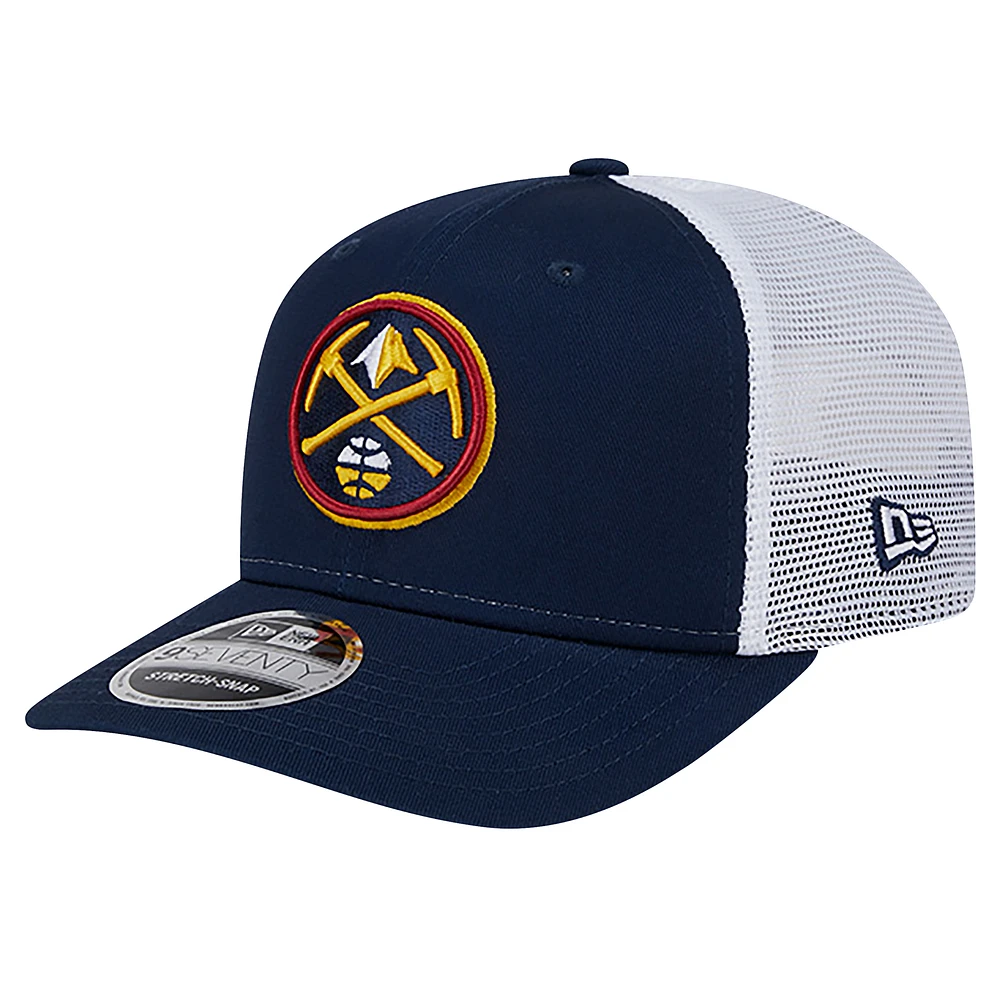 Men's New Era Navy/White Denver Nuggets Trucker 9SEVENTY Stretch-Snap Hat