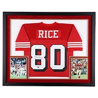 Jerry Rice San Francisco 49ers Autographed Deluxe Framed Scarlet Mitchell & Ness Authentic Jersey