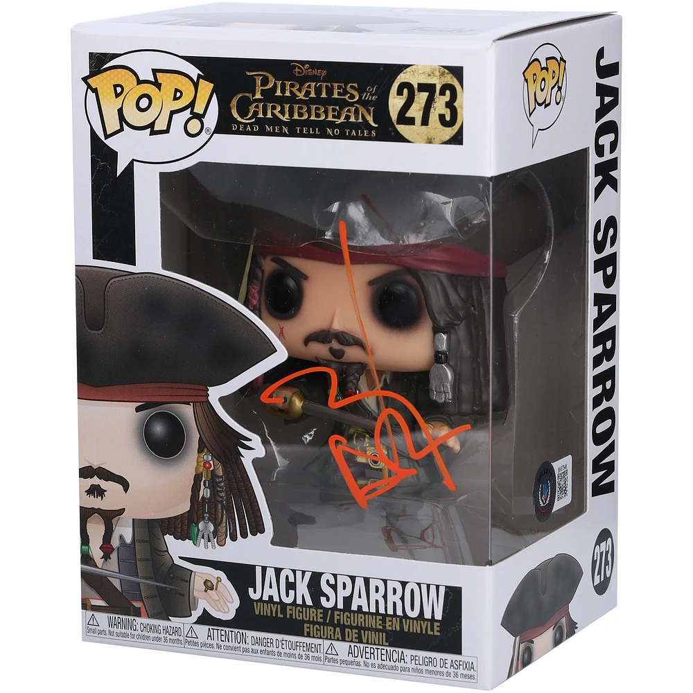 Johnny Depp Pirates of the Caribbean Autographed Jack Sparrow #273 Funko Pop! Vinyl Figure - Signed in Orange Ink - BAS