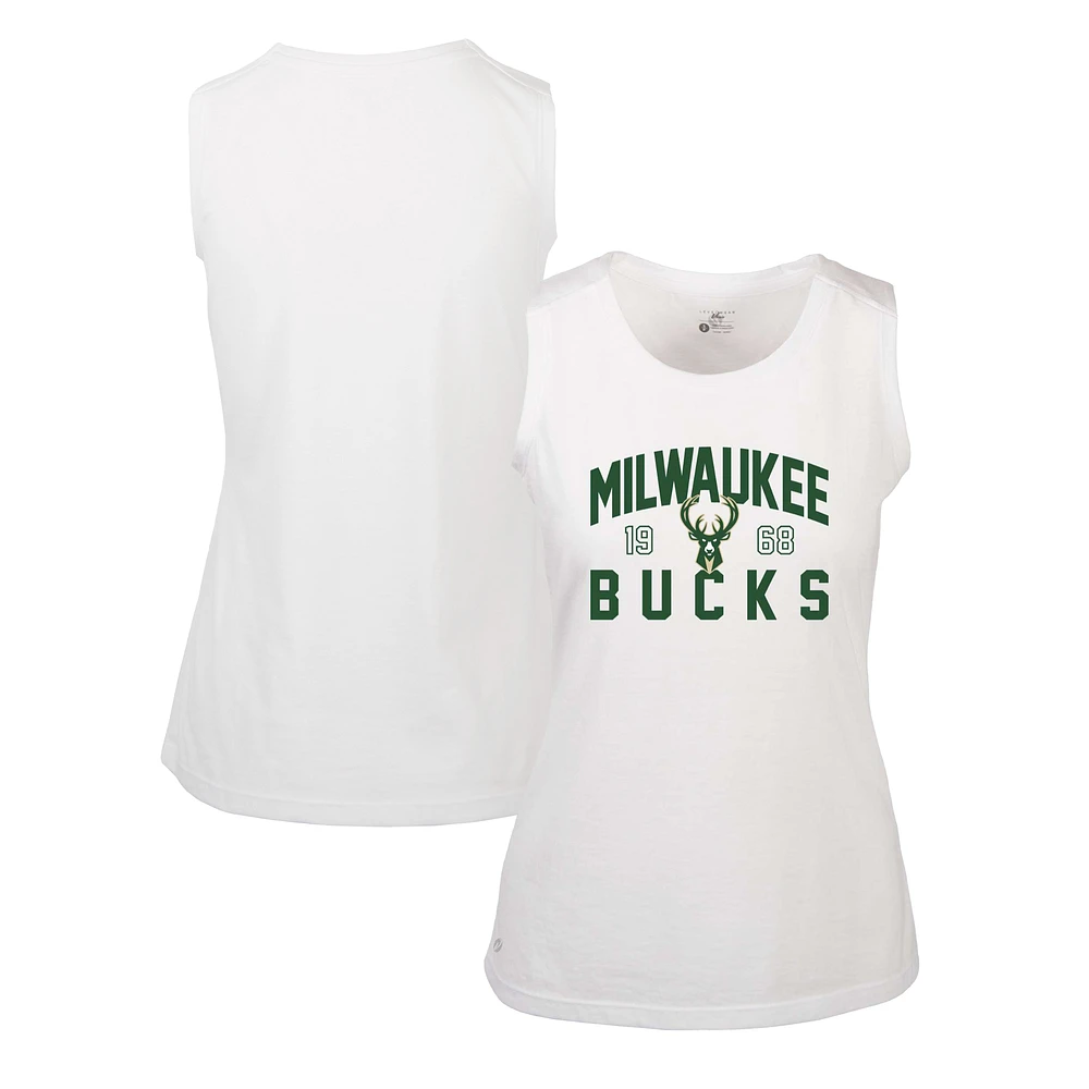 Women's Levelwear White Milwaukee Bucks Macy Tank Top
