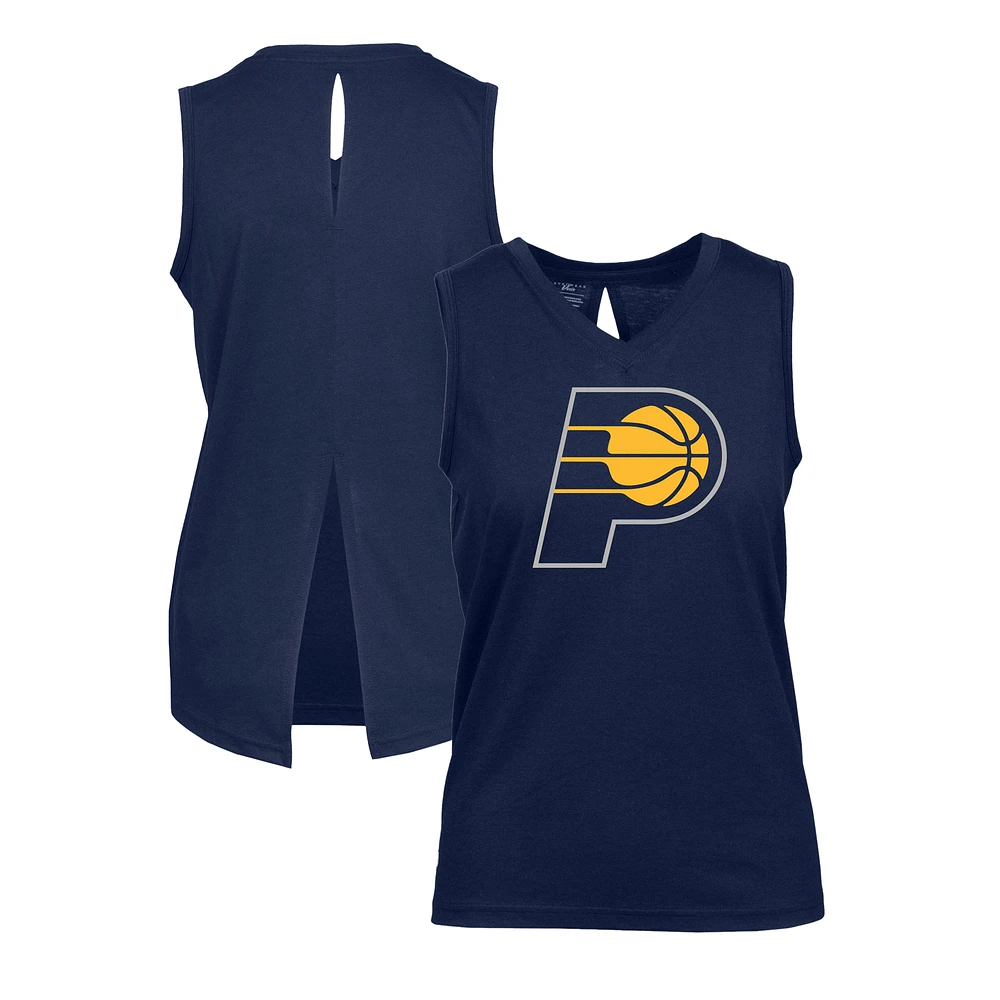 Women's Levelwear Navy Indiana Pacers Paisley Core V-Neck Tank Top