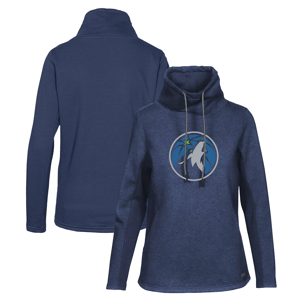 Women's Levelwear Navy Minnesota Timberwolves Loop Core Funnel Neck Pullover Sweatshirt