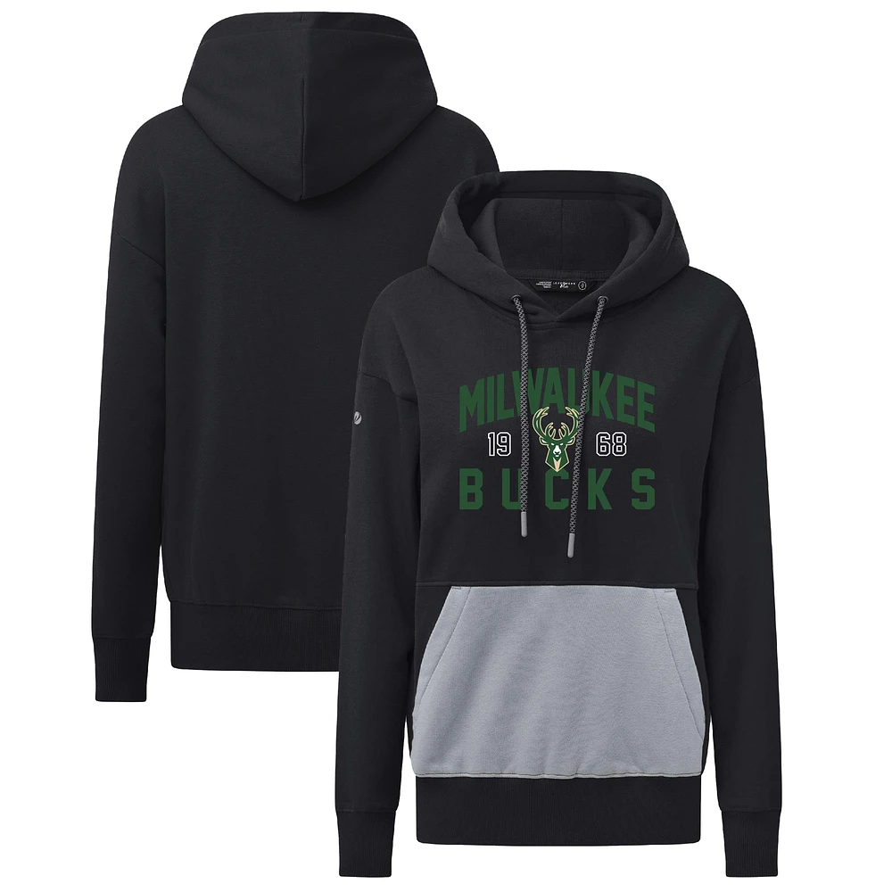 Women's Levelwear Black Milwaukee Bucks Bonfire Pullover Hoodie