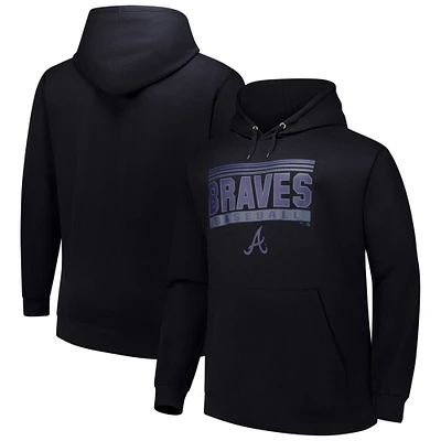 Men's Black Atlanta Braves Stack Fleece Pullover Hoodie