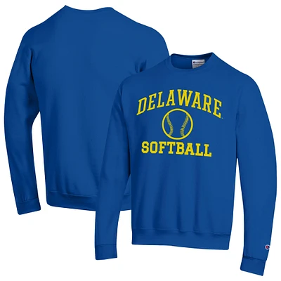 Men's Champion Royal Delaware Fightin' Blue Hens Icon Softball Powerblend Pullover Sweatshirt
