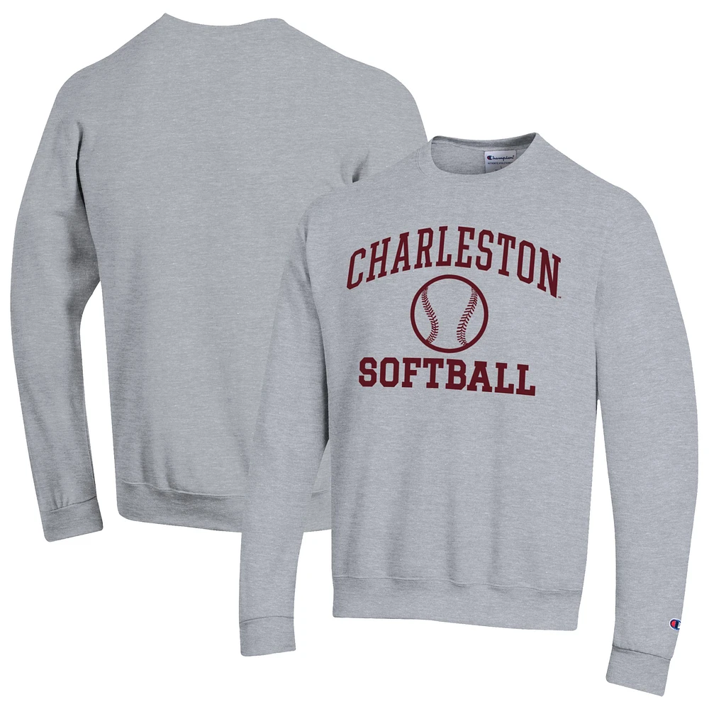 Men's Champion Gray Charleston Cougars Icon Softball Powerblend Pullover Sweatshirt