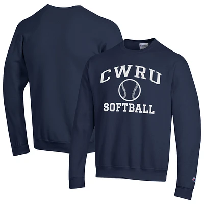 Men's Champion Navy Case Western Reserve Spartans Icon Softball Powerblend Pullover Sweatshirt