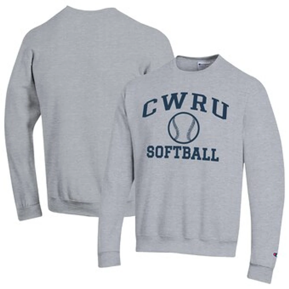 Men's Champion Gray Case Western Reserve Spartans Icon Softball Powerblend Pullover Sweatshirt