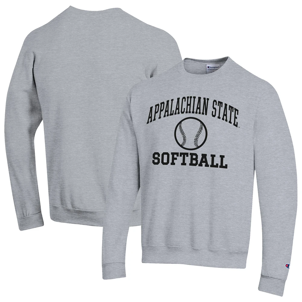 Men's Champion Gray Appalachian State Mountaineers Icon Softball Powerblend Pullover Sweatshirt
