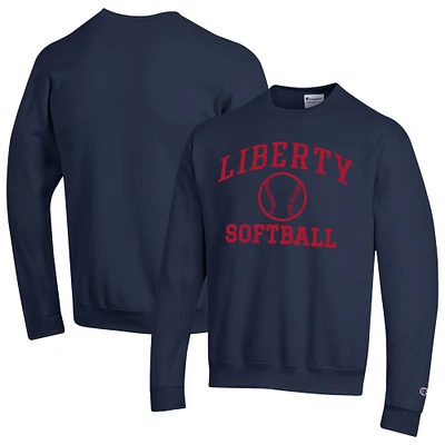 Men's Champion Navy Liberty Flames Icon Softball Powerblend Pullover Sweatshirt