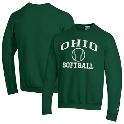 Men's Champion Green Ohio Bobcats Icon Softball Powerblend Pullover Sweatshirt