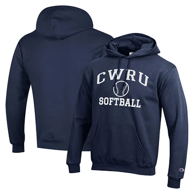 Men's Champion Navy Case Western Reserve Spartans Icon Softball Powerblend Pullover Hoodie