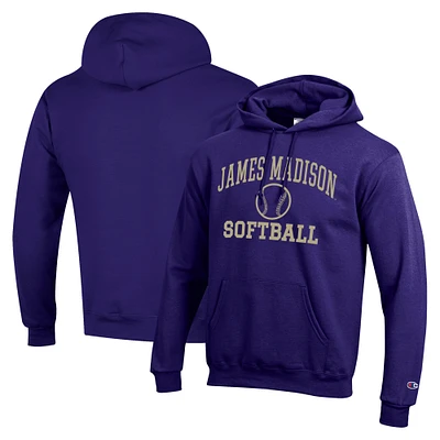 Men's Champion Purple James Madison Dukes Icon Softball Powerblend Pullover Hoodie