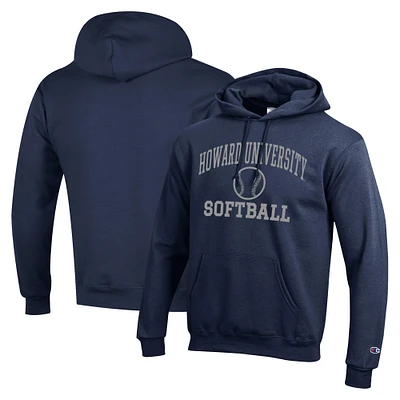 Men's Champion Navy Howard Bison Icon Softball Powerblend Pullover Hoodie