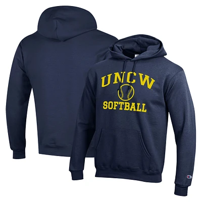 Men's Champion Navy UNC Wilmington Seahawks Icon Softball Powerblend Pullover Hoodie