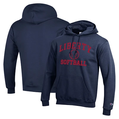 Men's Champion Navy Liberty Flames Icon Softball Powerblend Pullover Hoodie