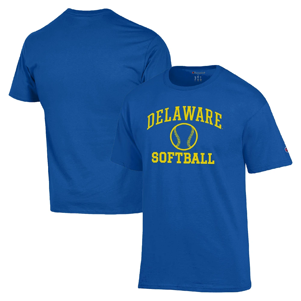 Men's Champion Royal Delaware Fightin' Blue Hens Icon Softball Powerblend T-Shirt