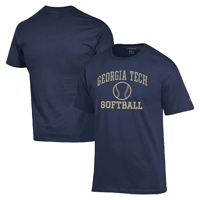 Men's Champion Navy Georgia Tech Yellow Jackets Icon Softball Powerblend T-Shirt